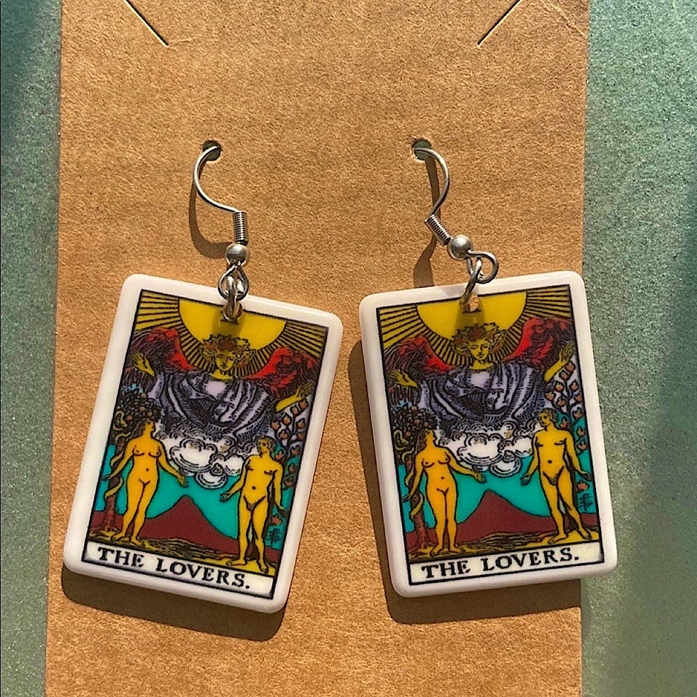 The lovers tarot card earrings